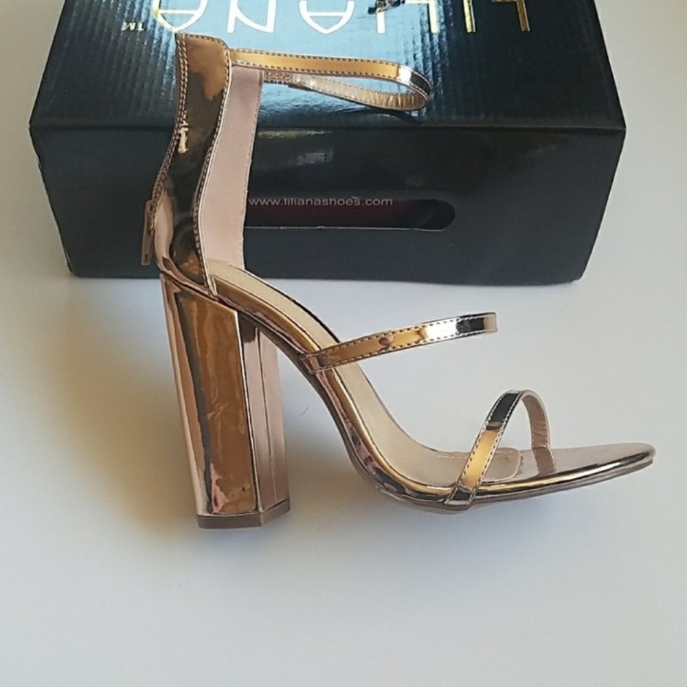 Mirror rose gold heels